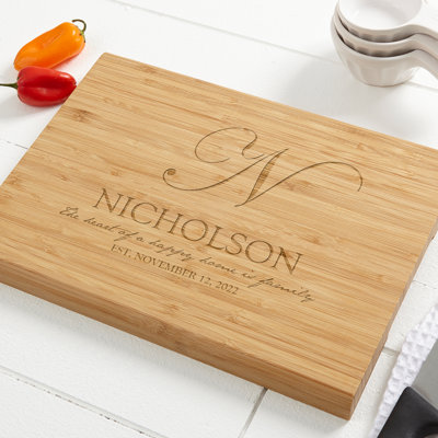Heart Of Our Home Personalized 18X14 Bamboo Cutting Board