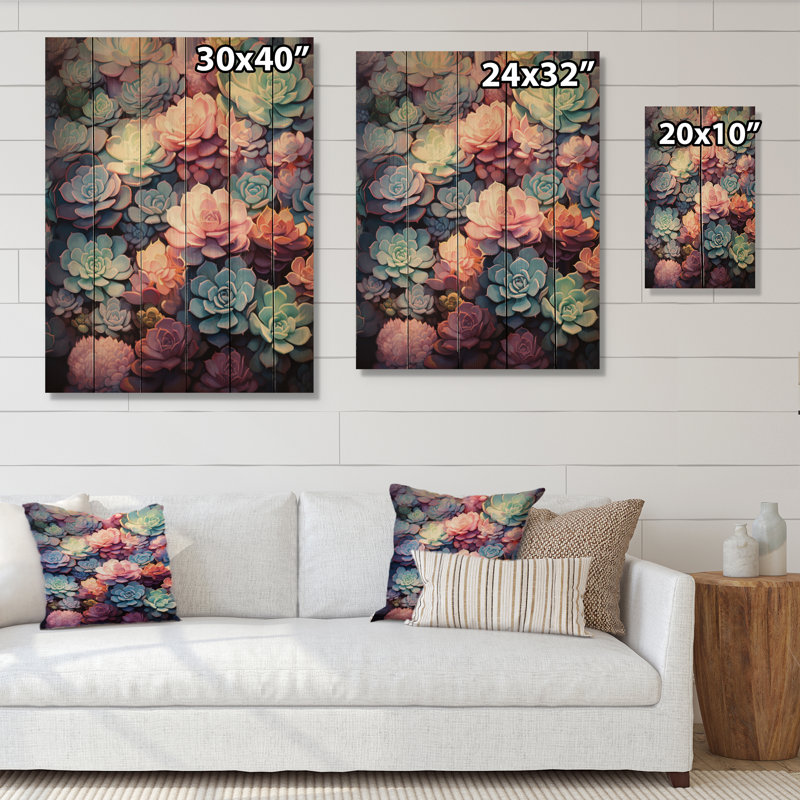 Succulents colorés, rêves succulents sur bois, H 20 po x l 10 po x P 0,78 po
