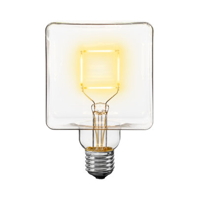 Cube festif à DEL, ampoule Edison unique à filament carré, grande lampe décorative, chaîne ou ampoule suspendue, culot moyen E26, blanc chaud 5 W 2 700 K, verre enduit