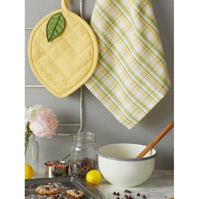 Design Imports Floral 100% Cotton Potholder & Oven Mitt Set