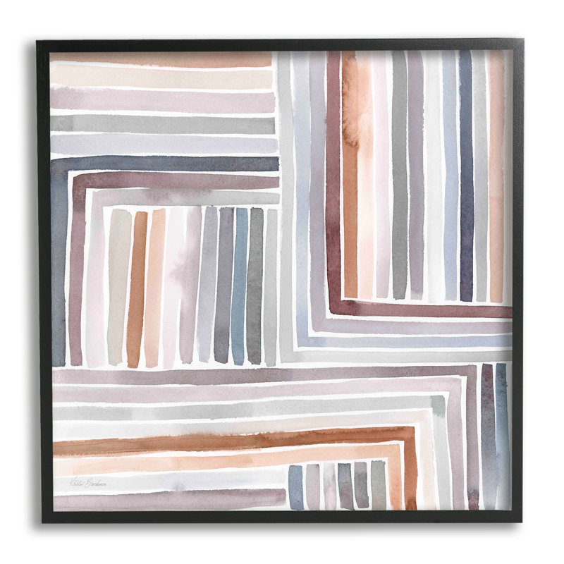 Formes carrées abstraites structurées par Kristen Brockmon - peinture à cadre flottant sur bois, Giclée encadrée noir minuit