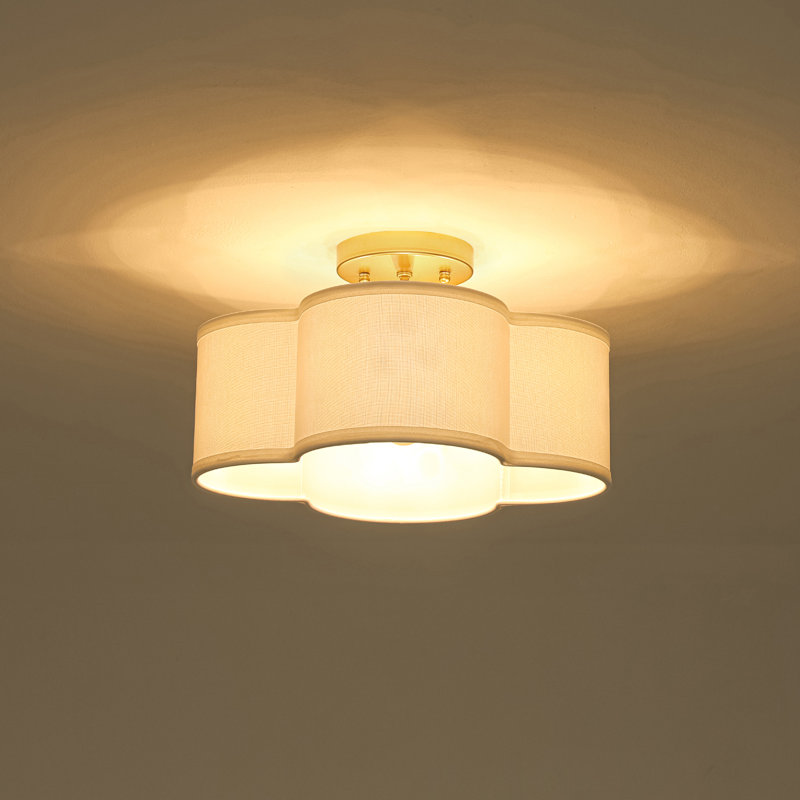 4-Light Fabric Semi Flush Mount Ceiling Light