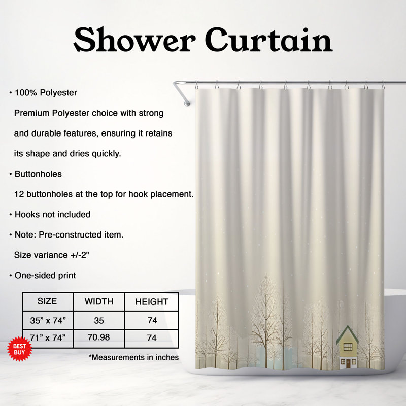Rideau de douche Winter Hearth - Premium, L 71 po x L 74 po