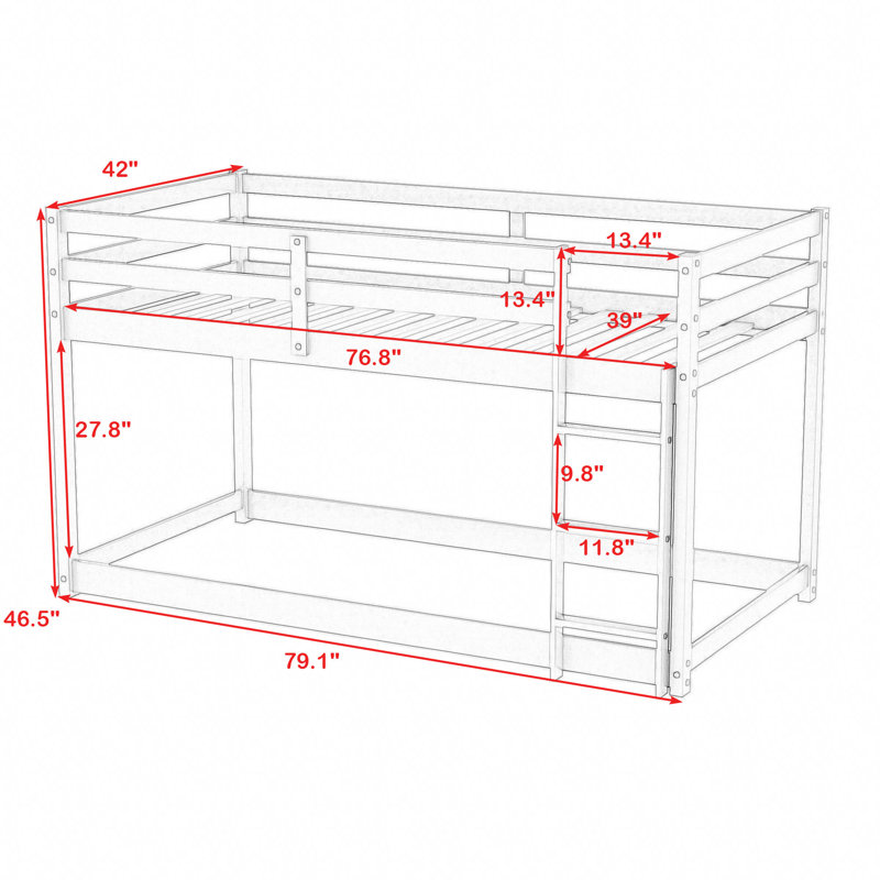 Brodhead Kids Twin Over Twin Bunk Bed, White