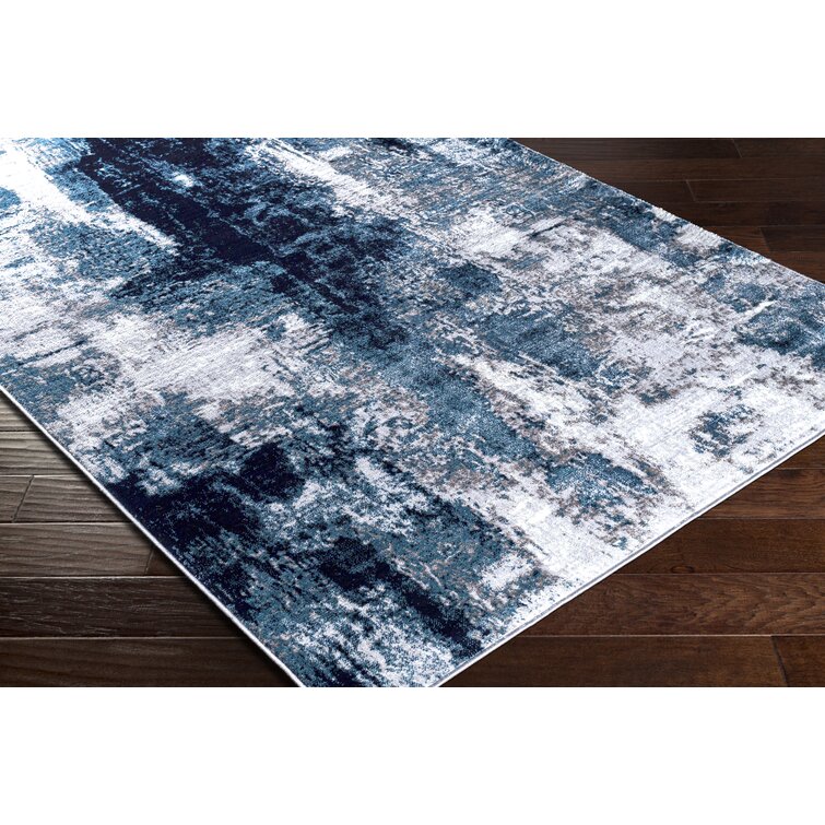 Cornwell Abstract Aqua/Navy Area Rug Steelside Rug Size: Rectangle 6'7 x 9