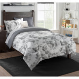 Kids Subtle Shibori Tye Dye Twin Bed In A Bag Set with Decorative Pillow