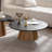 Round Coffee Table With Sturdy Pedestal, Wooden Tea Table For Living Room, Easy To Assemble And Durable
