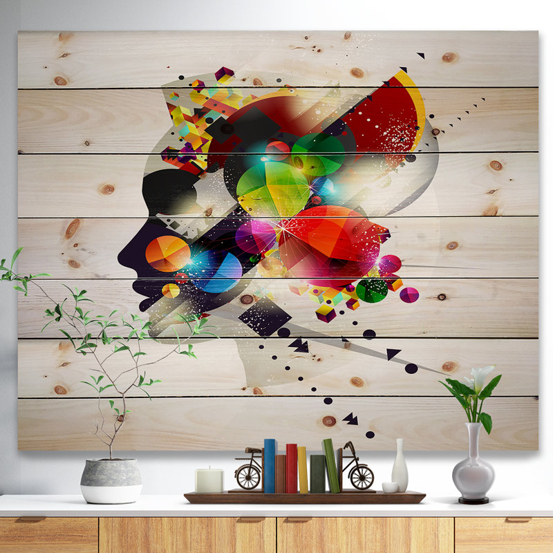 Profil abstrait - reproduction d'impression, H 15 po x l 20 po x P 1 po, Bois