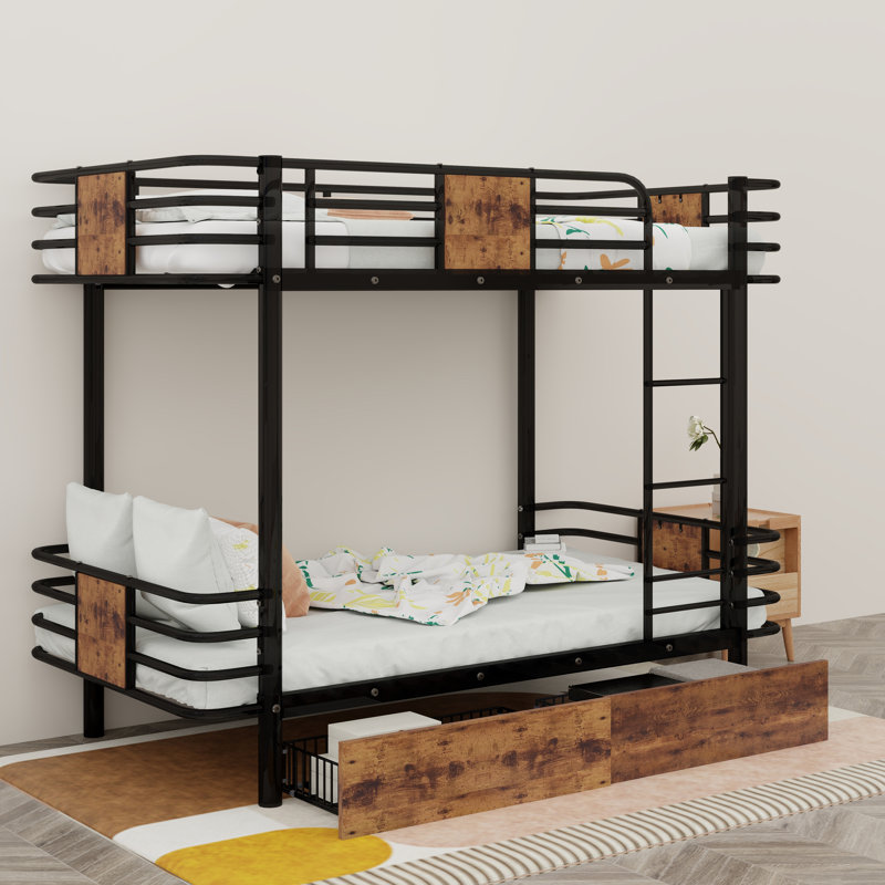 Marchagee Kids Bunk Bed with Drawers, Black