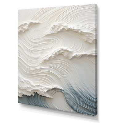 «White and Blue Wave Papercut Style I - Coastal Waves», impression sur toile