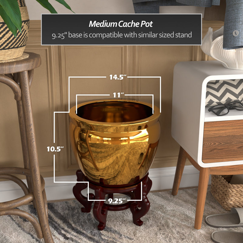 Medallion Urn, Solid Gold, 10.75" H x 14" W x 14" D