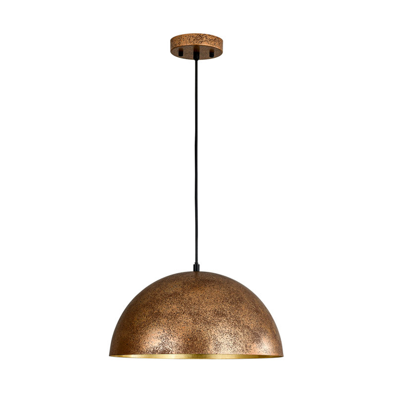 Industrial Oversized Large Metal Dome Pendant, 9" H x 15" W x 15" D, Antique Brass, 1 Light