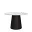 Table de cuisine ronde 38,72 po, piédestal noir, pierre frittée et bois massif, style, grain de bois naturel, salle à manger 38,72 po avec plateau, base, fondu-43717576-206451502