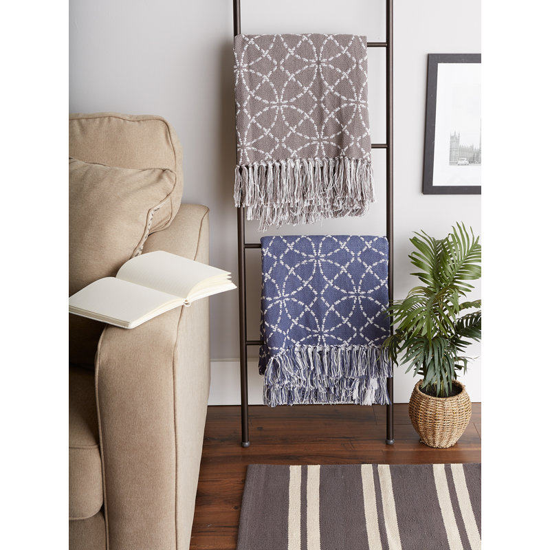 Throws Geo Print Hand Woven Throw Blanket, Gray