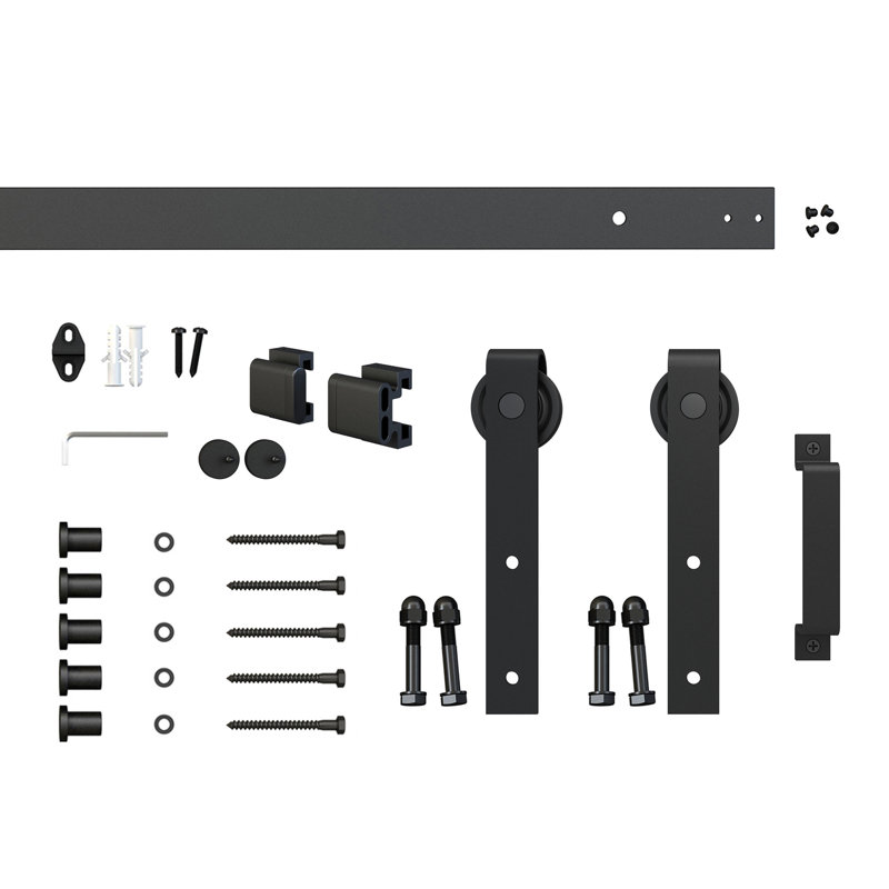 36-in x 84-in Black MDF Barn Door with Frosted Glass