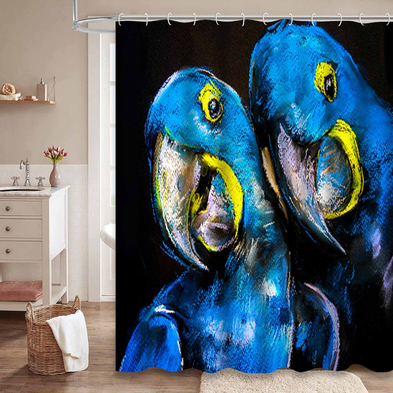 Rideau de douche en perroquet bleu avec art moderne, L 72 po x l 78 po