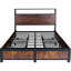 Industrial Metal Bed Frame With 4 Drawers And Led Light Head Board And Charging Ports-112373311