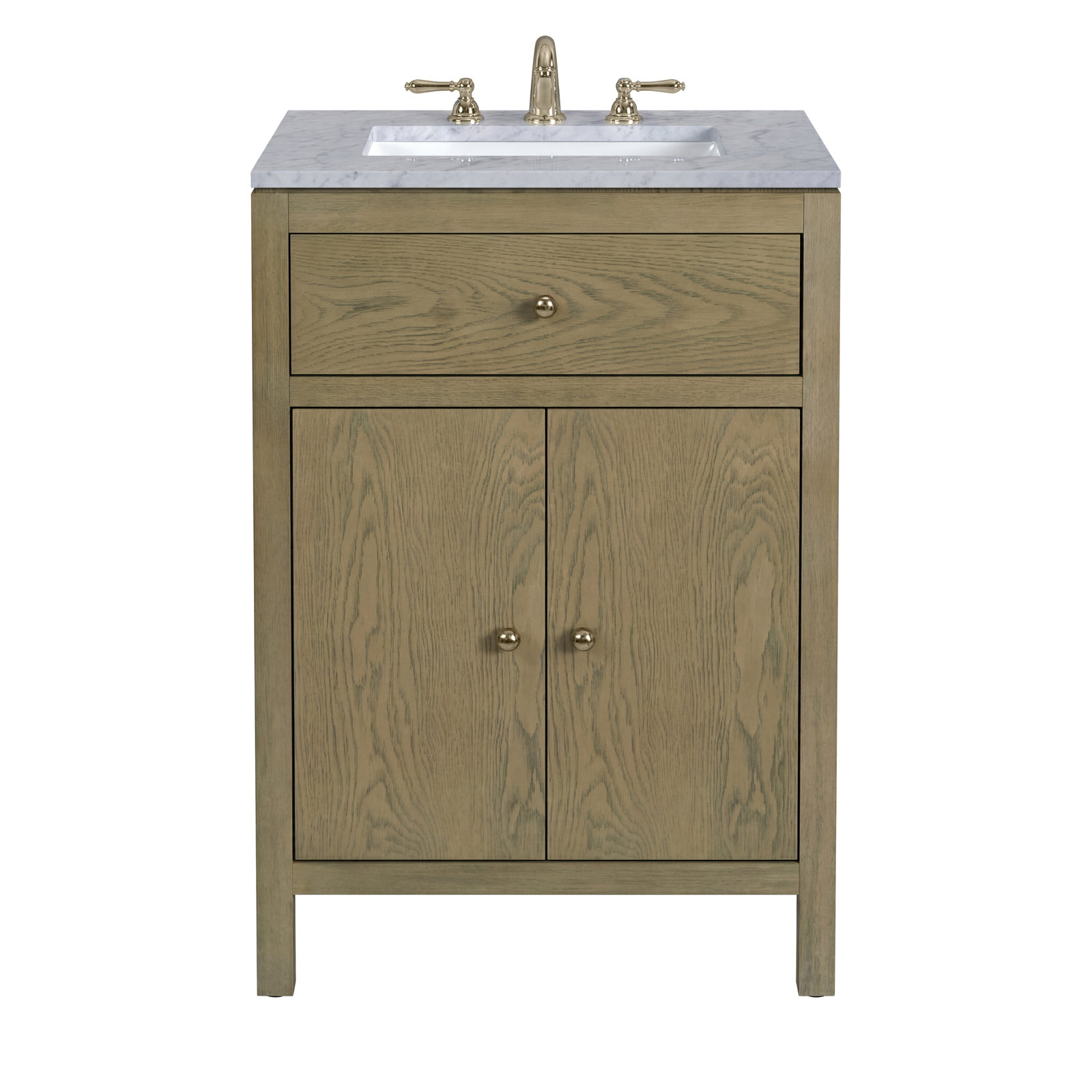 Celine 24" Carrara Marble Single Bathroom Vanity, Light Oak