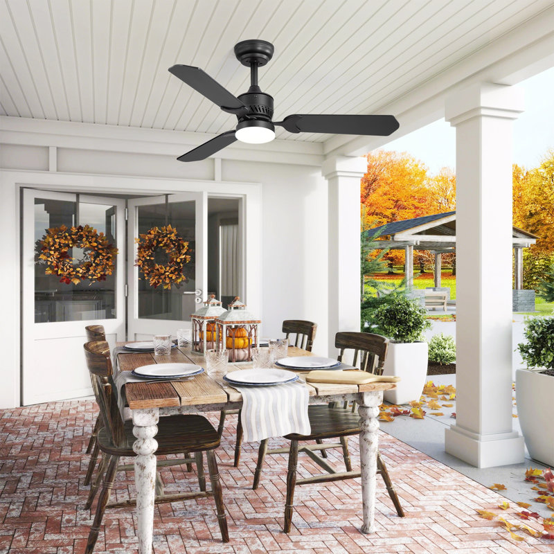 Ventilateur de plafond de 42 pouces avec lumières, ventilateur de plafond intérieur avec télécommande, moteur CC réversible silencieux, 6 vitesses, 2 tiges, pour porche de patio de chambre à coucher de ferme