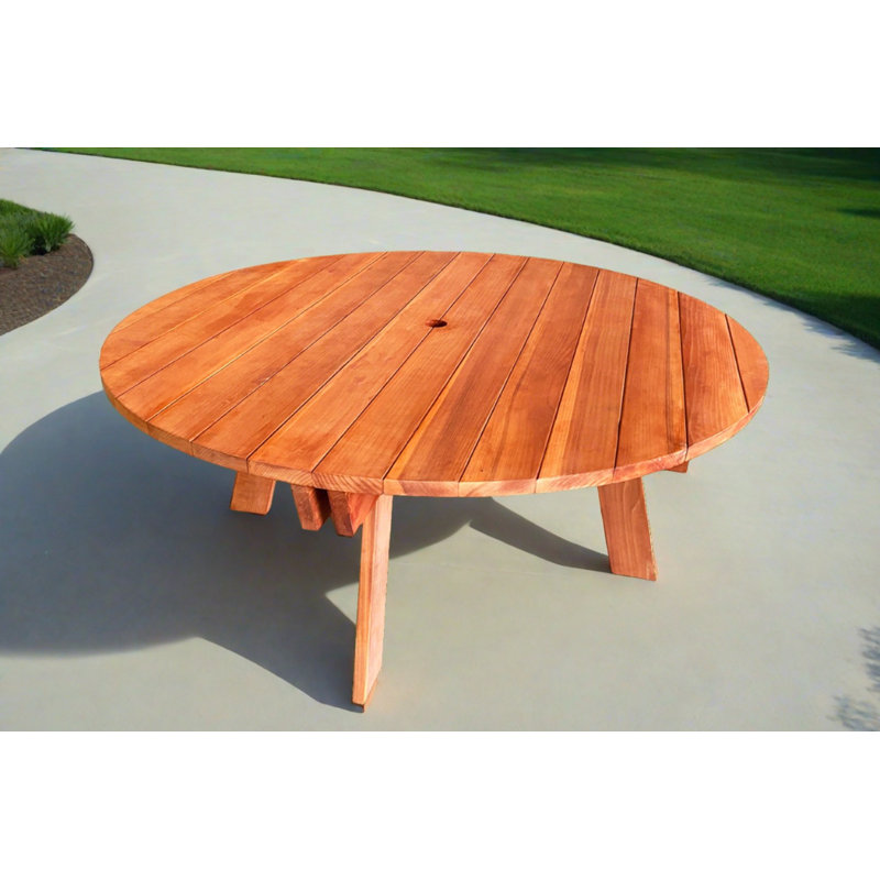 Table de pique-nique ronde Redwood, L 72 po x L 72 po x H 30,50 po