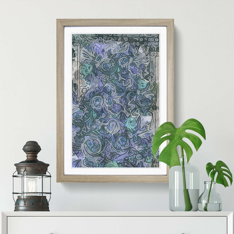 Roses in Abstract - Picture Frame Graphic Art Print, 91cm H x 60cm W x 2cm D, Oak