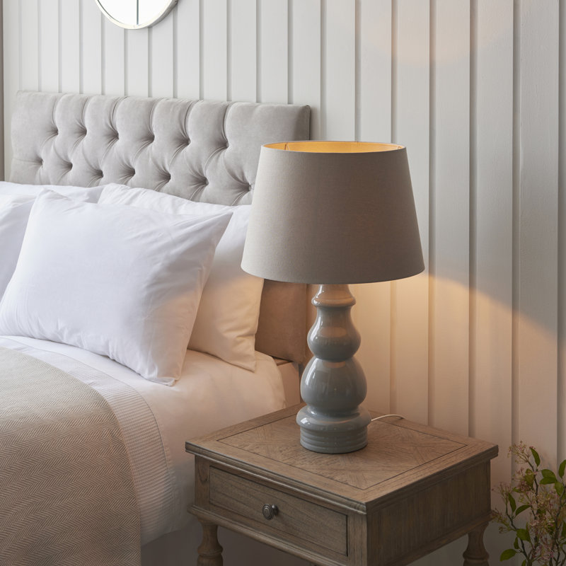 Exeter Ceramic Table Lamp, Ivory, 66cm H x 40.5cm W x 40.5cm D