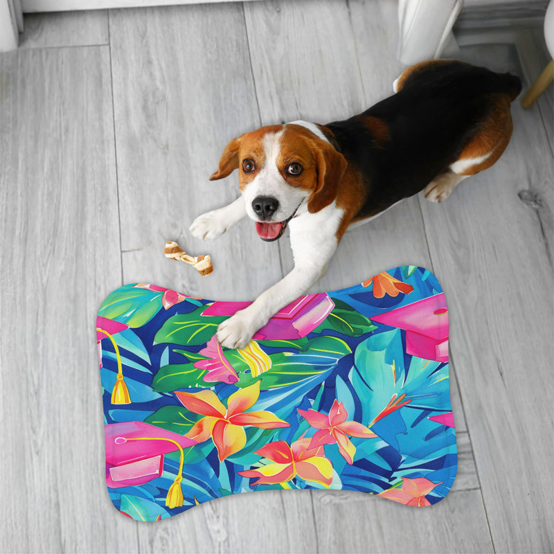 Chic Grad Cap Art - 1 Piece Bone Shape Feeding Mat