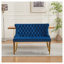 Banc de causeuse double en velours avec dossier touffeté à la main en velours bleu