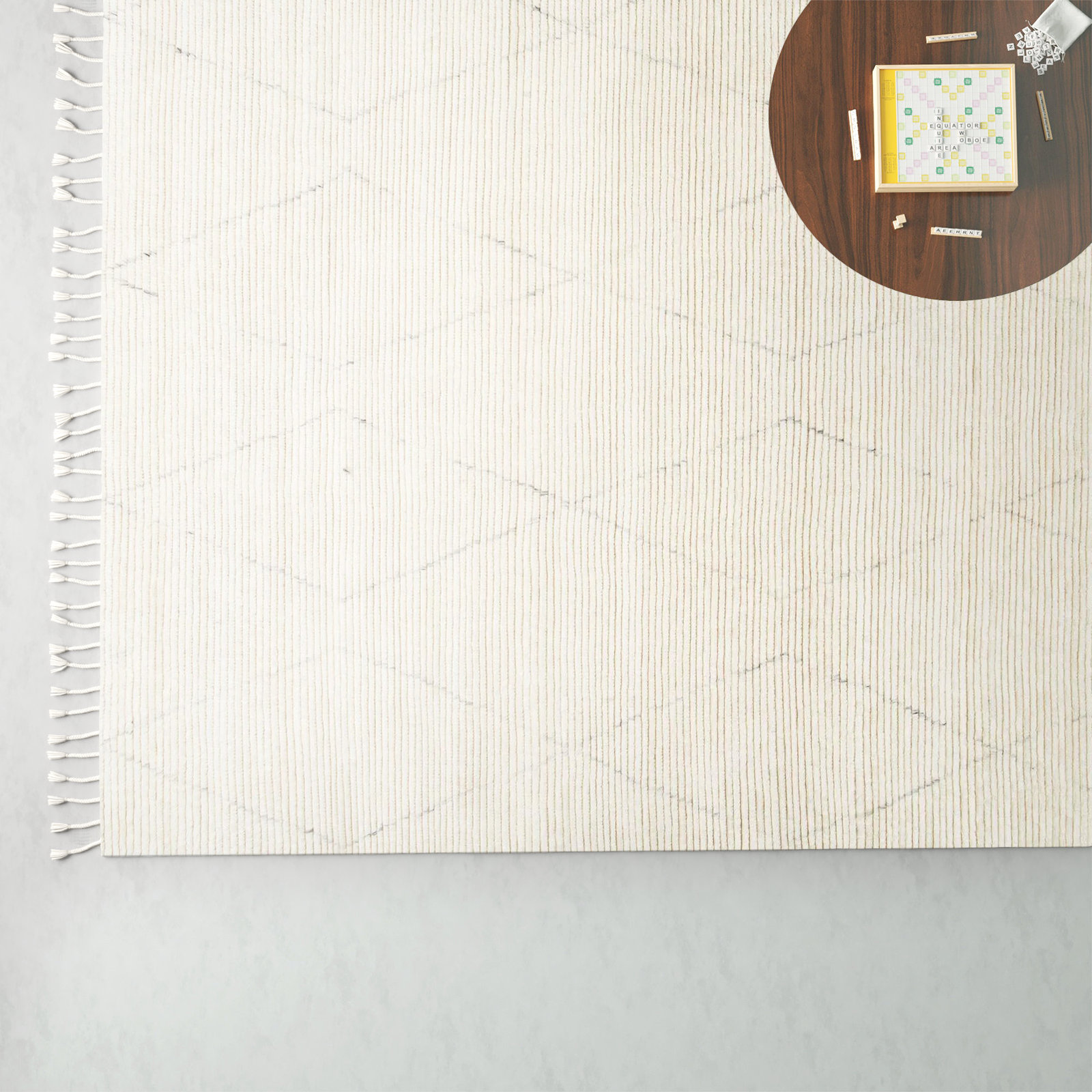 Talon Hand-Knotted Geometric Cream Rug, Rectangle 12' x 15'