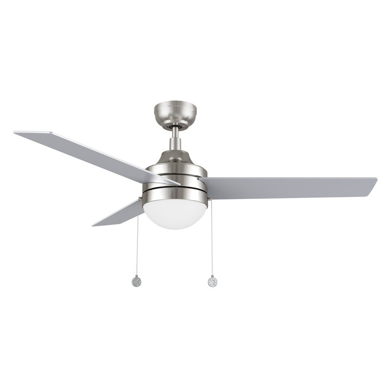 Ventilateur de plafond à chaînette de 52 po avec lumières DEL Joeris, Argent avec des pales grises