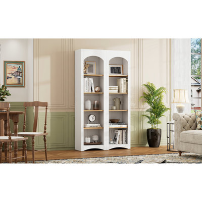 5 Tier Bookcase With Adjustable Shelves, Storage For Balcony, Bedroom, White 2 Dining Room Cabinet Bookcase,