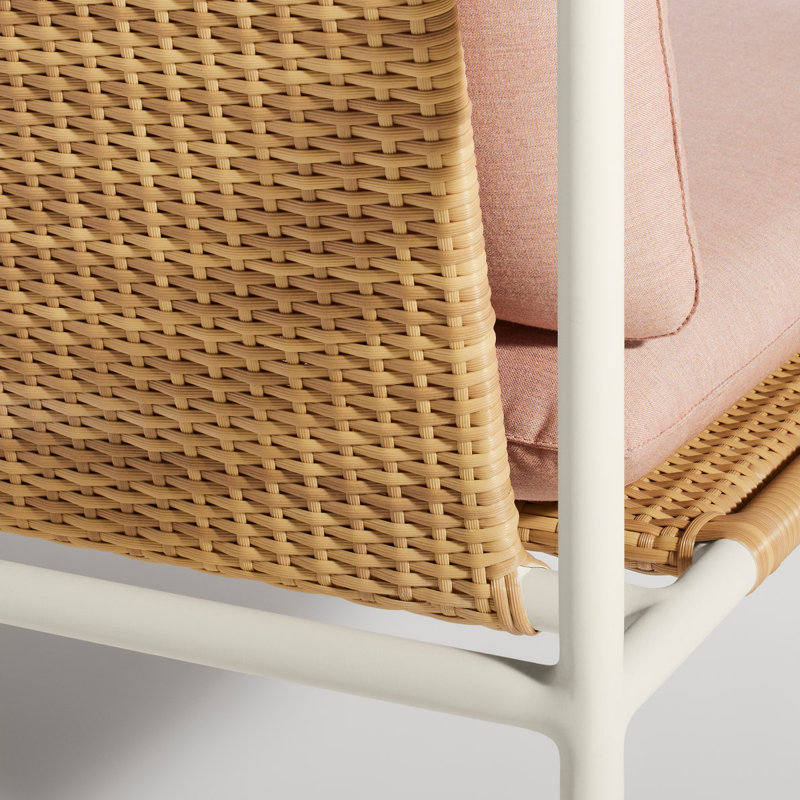 Dog Days 93'' Wide Patio Sofa with Sunbrella® Cushions, White, Sunbrella Blush