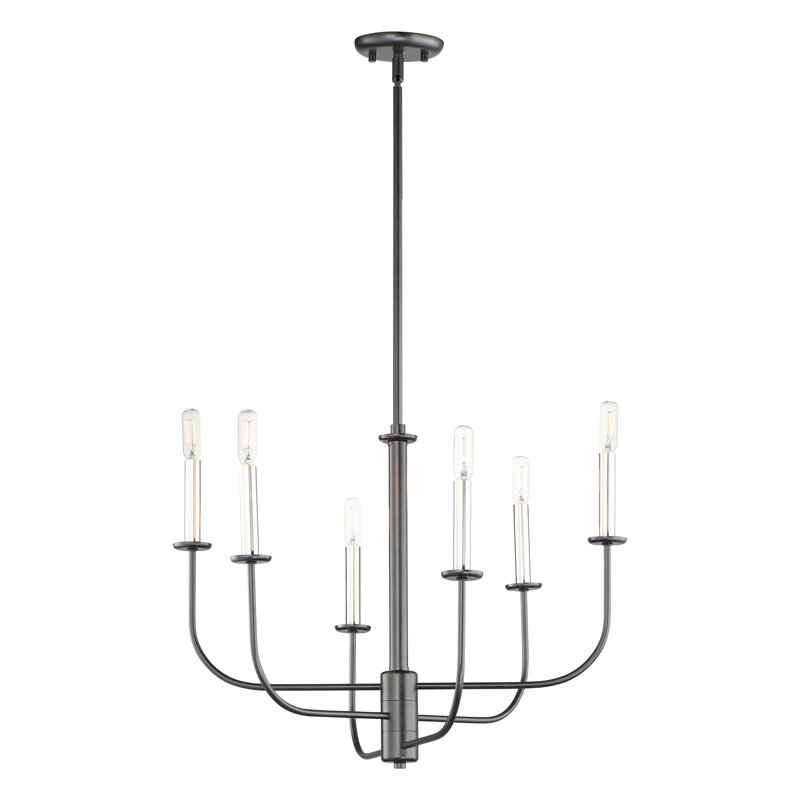 Schiessler 6 - Light Dimmable Classic / Traditional Chandelier, Black/Satin Nickel
