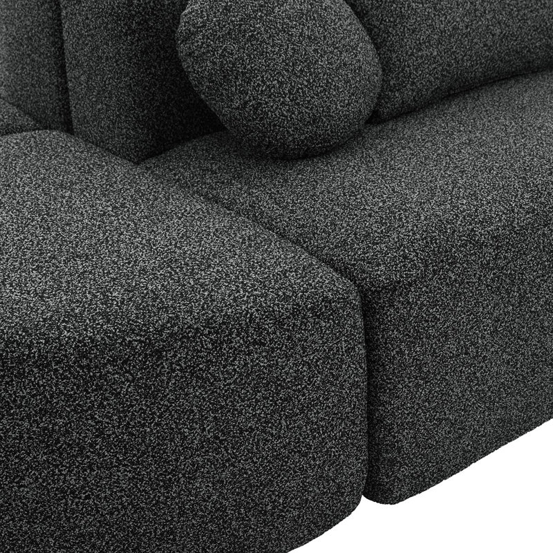 Boucle Fabric Modular Sectional Sofa, Black