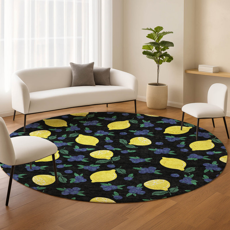 Tapis intérieur / extérieur lavable à la machine Bourkelands ACN2354, Rond 8 pi