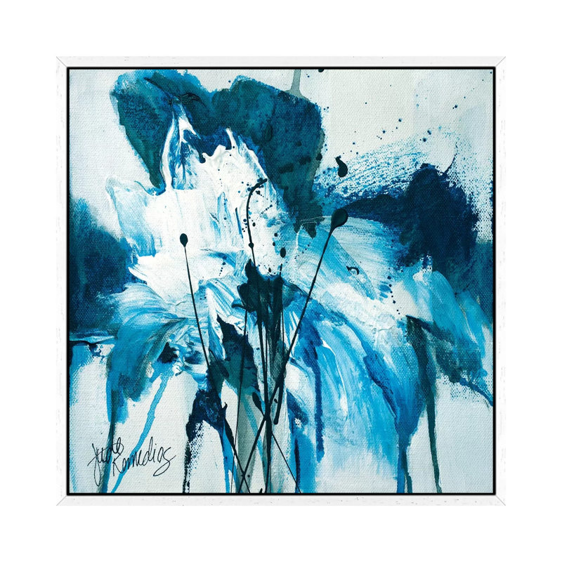 Tangled Blue No.2 by Jude Remedios - Painting on Canvas, 66.04cm H x 66.04cm W x 3.81cm D, White Framed