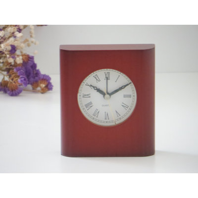 Analogue Wood Quartz Movement / Crystal Alarm Tabletop Clock Brown Wood