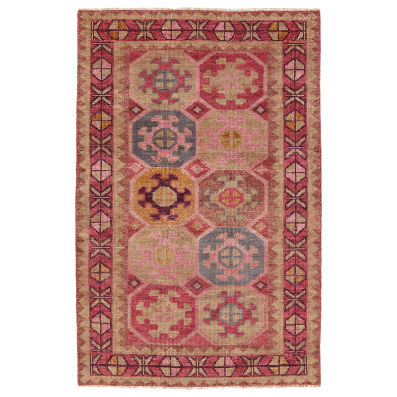 Wool Oriental Area Rug in Cream/Red, Rectangle 8' x 10'