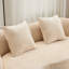 Canapé de compression beige pour petits espaces de bureau, sans assemblage, rembourrage à haute densité crème incurvé avec accoudoir rond et 2 coussins pour chambre à coucher, style élégant-431437406