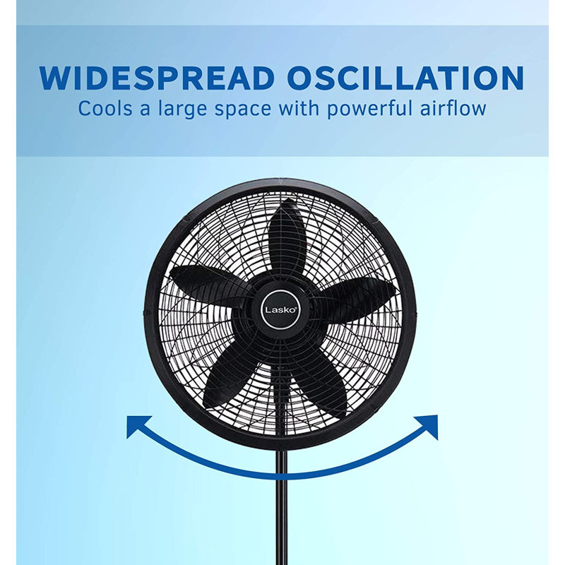 Lasko 18" 3-Speed Elegance And Performance Oscillating Standing Pedestal Fan, Black