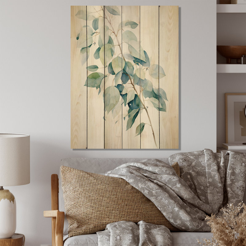 Essence d'eucalyptus III vert sur blanc, H 20 po x l 10 po x P 0,78 po