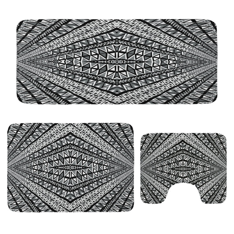  Ensemble de tapis géométriques pour salle de bain 3 pièces