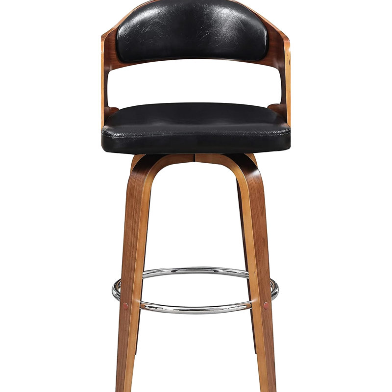 Mid-Century 27-Inch Swivel , Backless Oval With Black Faux Leather, Easy To Clean, For Dining And Coffee Corners Leather Wood Comfortable Legs, Great Open Kitchens