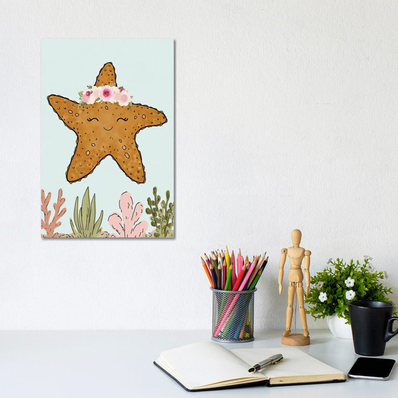 Floral Crown Starfish by Katie Bryant - Wrapped Canvas Print, 20.32 cm H x 30.48 cm W