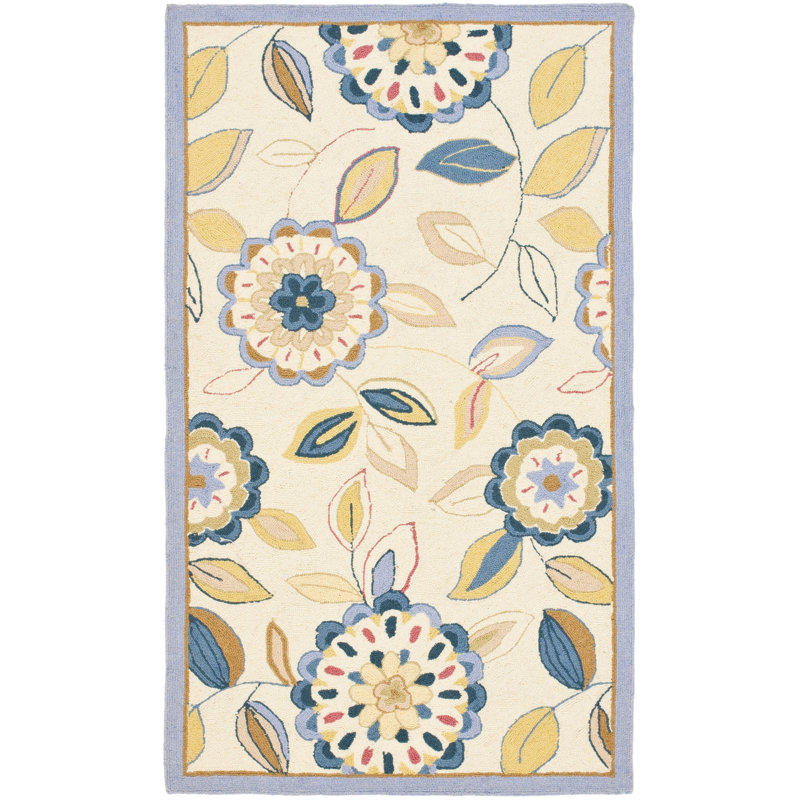 Hollander Hand-Hooked Wool Ivory Area Rug, Rectangle 2'6" x 4'