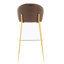 2 tabourets de bar en similicuir brun foncé, pieds en métal doré, et stable, dossier bas pour la salle à manger, hauteur réglable, ergonomie, cuisine à la maison