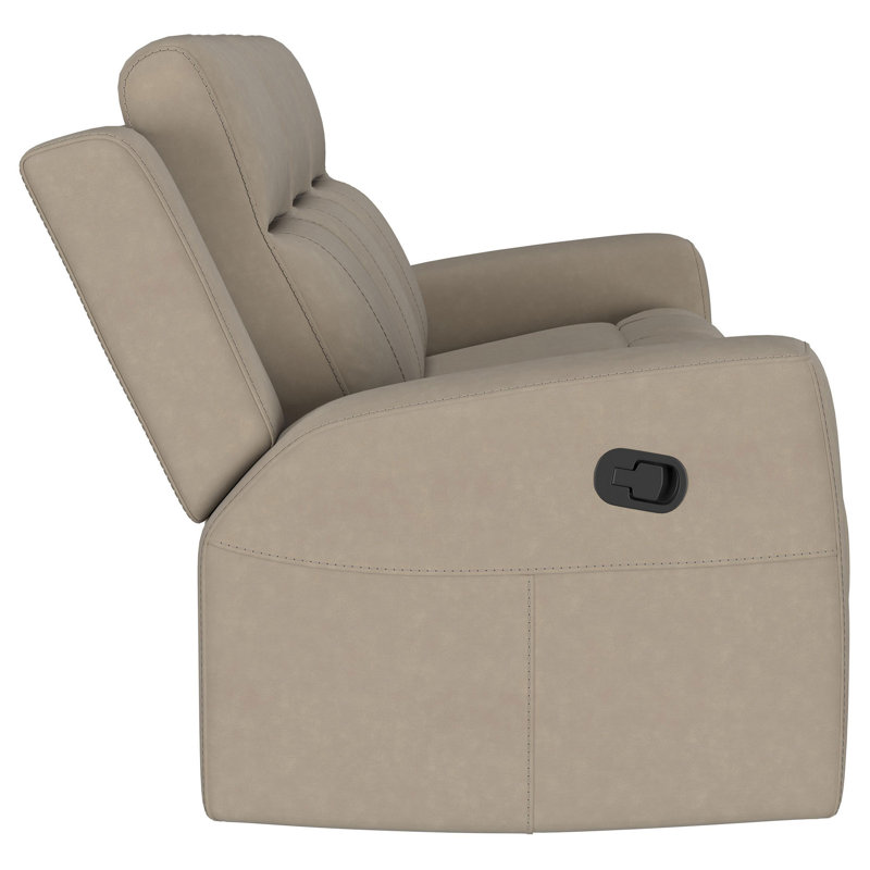 Peshawa Upholstered Motion Reclining Sofa, Taupe Brown Faux Leather