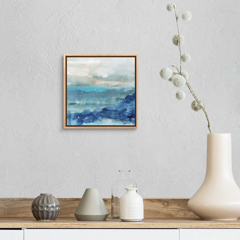 «Sea Swell I», peinture sur toile, Toile avec cadre photo, H 11,25 po x l 11,25 po, Naturel flottant