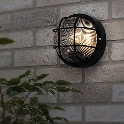 Cettina 1 - Bulb 19 cm H Hardwired Ribbed Glass Outdoor Bulkhead Light