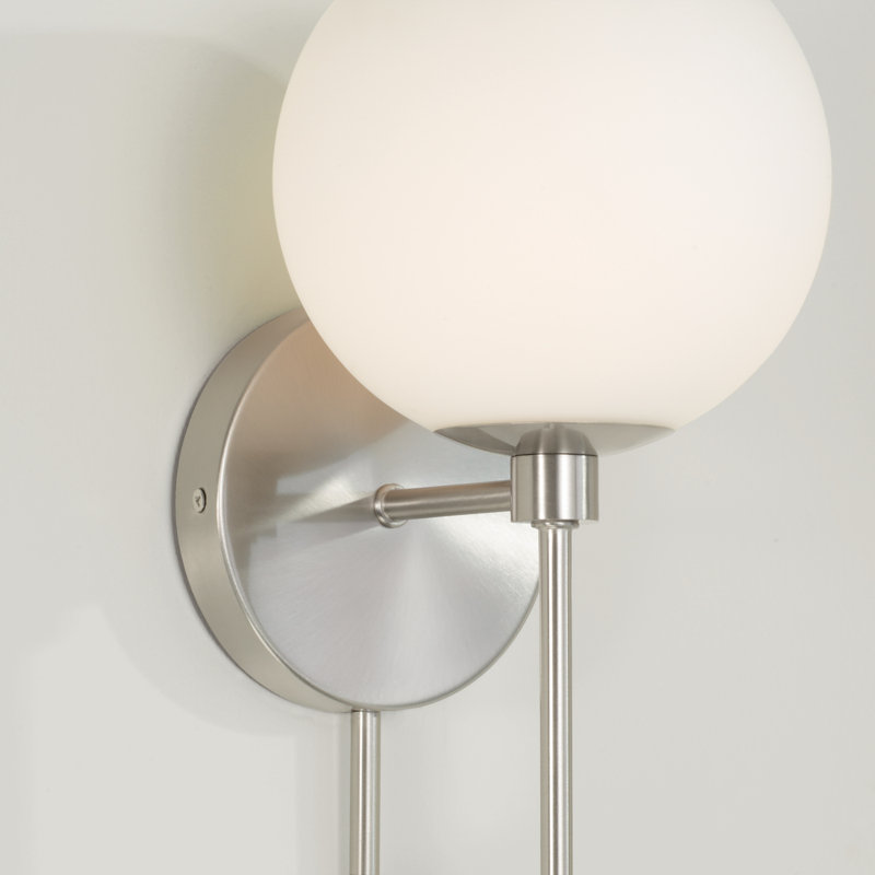 Ansley Brushed Nickel Wall Sconce with Soft White Glass Globe